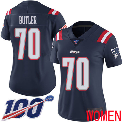 New England Patriots Football 70 100th Season Rush Limited Navy Blue Women Adam Butler NFL Jersey